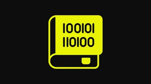 Yellow Books about programming icon isolated on black background. Programming Stock Footage 233071539