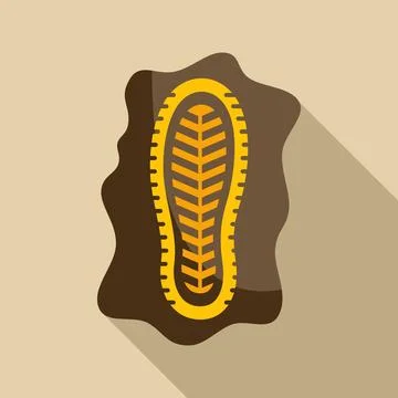 Yellow boot sole impression in brown mud Illustration