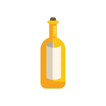 Yellow bottle with blank label standing on white background Stock Illustration