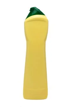 Yellow bottle of kitchen cleaner on white background isolated Stock Photos