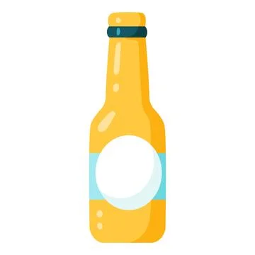 Yellow bottle. Lemonade. Beer. Vector illustration in flat style Stock Illustration