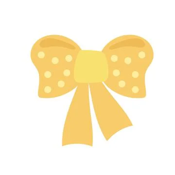Yellow bow. Doodle vector illustration. Simple hand drawn icon on white Stock Illustration