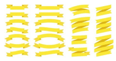 Yellow bow ribbons flat style icon symbol isolated on white background vector Illustrazione stock