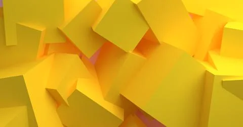 Yellow box 3d abstract style on pink background. Concept : poster, advertisin Stock Illustration