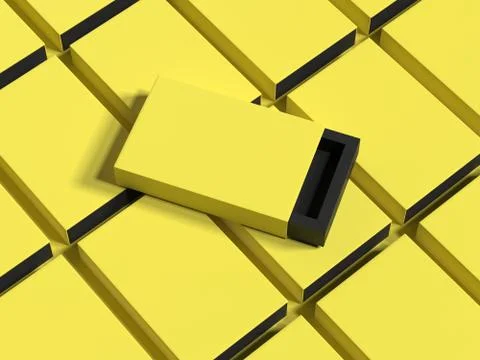 Yellow box on yellow boxes background, 3d rendering Stock Illustration