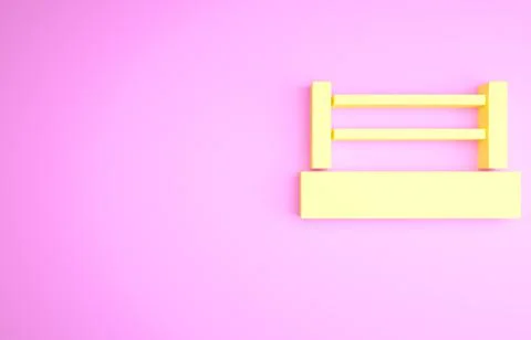 Yellow Boxing ring icon isolated on pink background. Minimalism concept. 3d i Stock Illustration