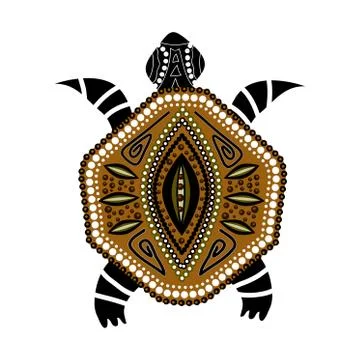 Yellow-brawn turtle in first-nation style Stockillustratie
