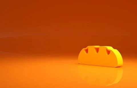 Yellow Bread loaf icon isolated on orange background. Minimalism concept. 3d Stock Illustration