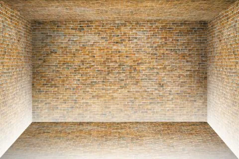 Yellow brick wall room texture background, May use to interior design Stock Illustration