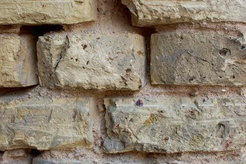 Yellow brick wall. Wall texture, background. Stock photo for wallpaper or tex Stock Photos