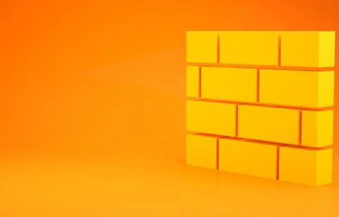 Yellow Bricks icon isolated on orange background. Minimalism concept. 3d illu 스톡 일러스트