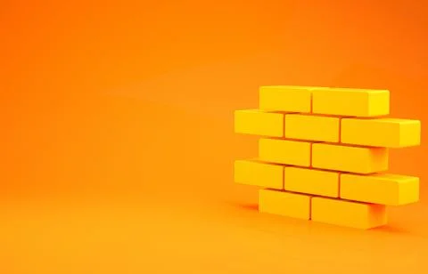 Yellow Bricks icon isolated on orange background. Minimalism concept. 3d illu Illustrazione stock