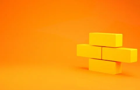 Yellow Bricks icon isolated on orange background. Minimalism concept. 3d illu Illustrazione stock