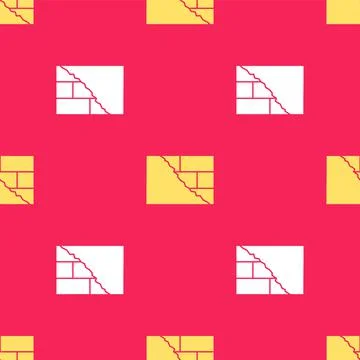 Yellow Bricks icon isolated seamless pattern on red background. Vector Stock Illustration