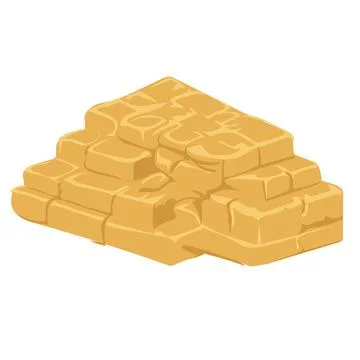 Yellow bricks in pile in flat design. Building materials, stone foundation... Ilustración de archivo