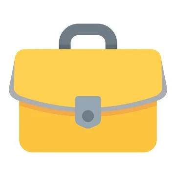 Yellow briefcase icon representing professional work, business tasks, office Stock Illustration