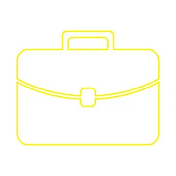 Yellow briefcase vector line icon isolated on white background Stock Illustration