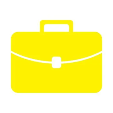 Yellow briefcase vector solid icon isolated on white background Stock Illustration