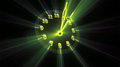 Yellow Bright Clock Time Lapse 12 Hours In 12 Seconds Stock Footage 46595271