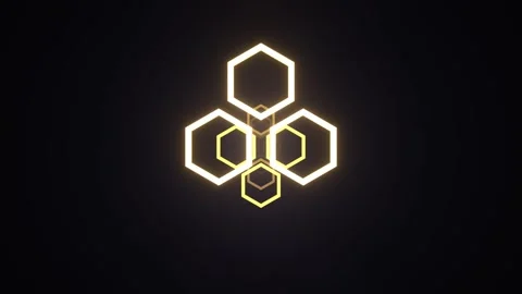 Yellow Bright Neon Strobe Hexagons in Space Background VJ Loop in 4K Stock Footage 334717581