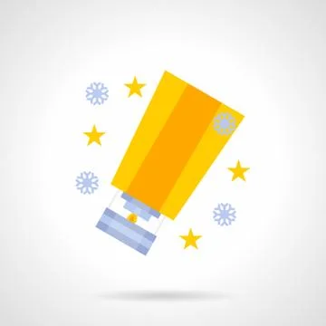 Yellow bright sky lantern flat color vector icon Stock Illustration