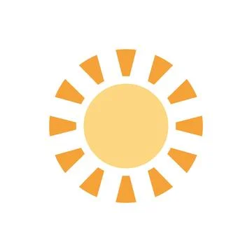 Yellow bright summer sun with light beams heat sunshine sunlight warm weather Stock Illustration