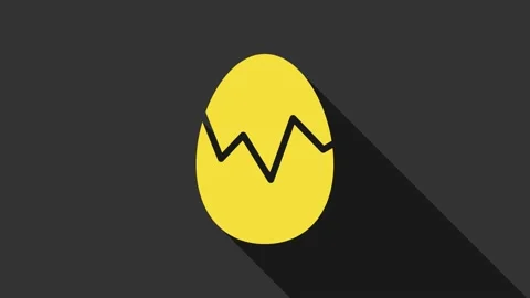 Yellow Broken egg icon isolated on grey background. Happy Easter. 4K Video 動画素材 159341888