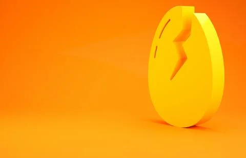 Yellow Broken egg icon isolated on orange background. Happy Easter. Minimalis Stock Illustration