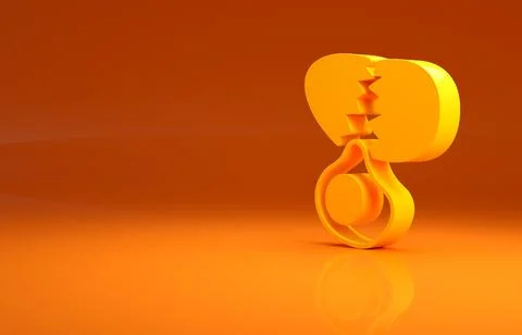 Yellow Broken egg icon isolated on orange background. Happy Easter. Minimalism Stock Illustration
