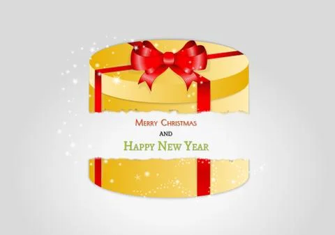 Yellow broken present with red ribbon Stock Illustration