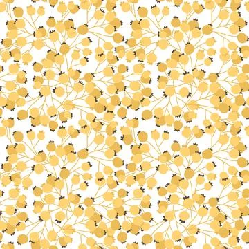 Yellow brown berries seamless pattern. Vector hand drawn fall illustration of Stock Illustration