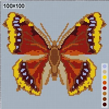 Yellow-brown butterfly, pattern for cross-stitch or knitting Ilustração Stock