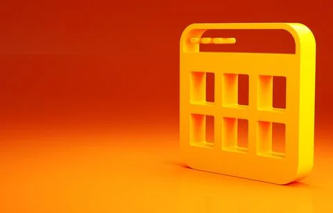 Yellow Browser files icon isolated on orange background. Minimalism concept.  Stock Illustration