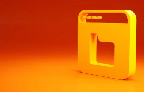 Yellow Browser files icon isolated on orange background. Minimalism concept.  Stock Illustration