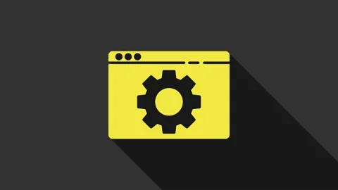 Yellow Browser setting icon isolated on grey background. Adjusting, service Stock Footage 147701348