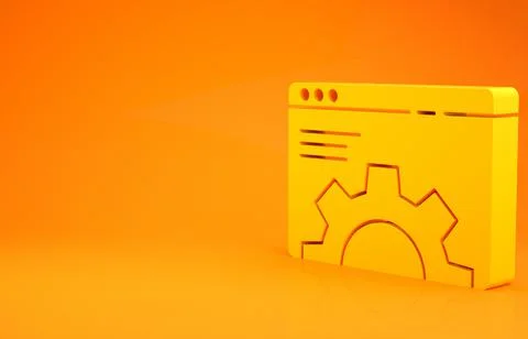Yellow Browser setting icon isolated on orange background. Adjusting, service Stock Illustration
