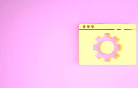 Yellow Browser setting icon isolated on pink background. Adjusting, service,  스톡 일러스트