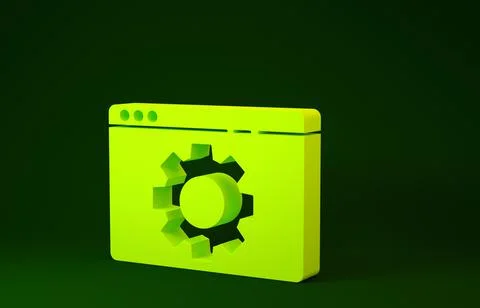 Yellow Browser setting icon isolated on green background. Adjusting, service, Stock Illustration
