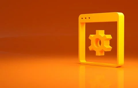 Yellow Browser setting icon isolated on orange background. Adjusting, service Stock Illustration
