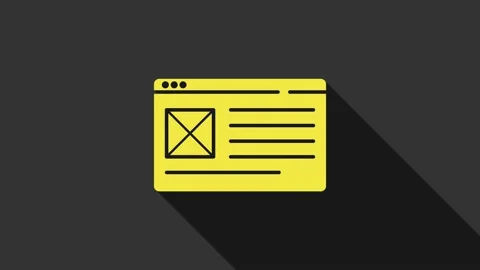 Yellow Browser window icon isolated on grey background. 4K Video motion graphic Stock Footage 147707589