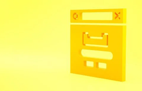 Yellow Browser window icon isolated on yellow background. Minimalism concept. Stock Illustration