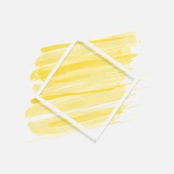 Yellow brush with rectangle frame line background. Vector illustration. Stock Illustration