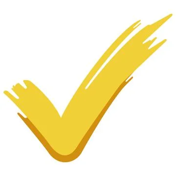 Yellow brush stroke check mark creative icon Stock Illustration