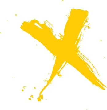 Yellow Brush Stroke X Mark on White Background Stock Illustration