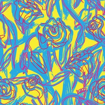 Yellow Brushstroke Floral seamless pattern design Stock Illustration