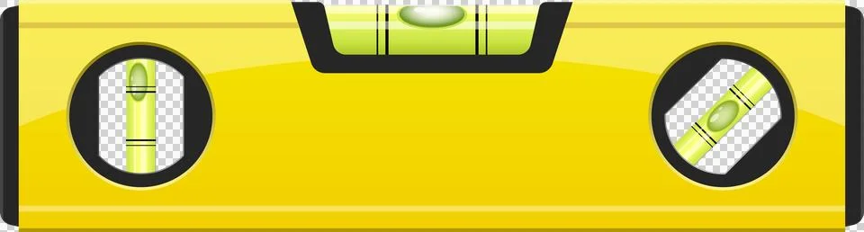 A yellow bubble level tool is shown, commonly used in construction and home.. Stock Illustration