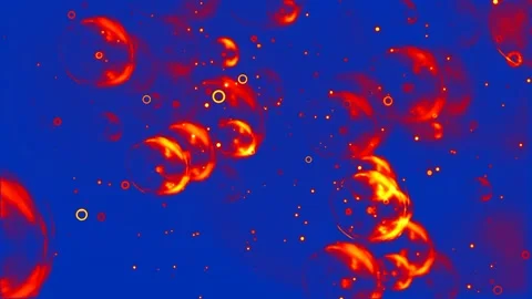 Yellow Bubbles Animation And Blue Background Loop  Stock Footage 220767160