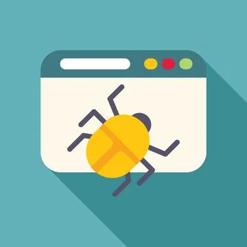Yellow bug crawling on computer screen representing online virus threat 스톡 일러스트