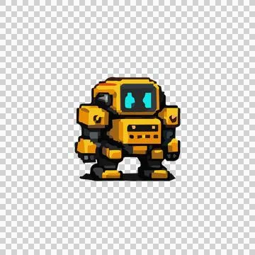 Yellow Builder Bot Design Vector Stock Illustration