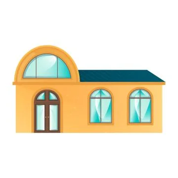 The yellow building in flat design style 스톡 일러스트